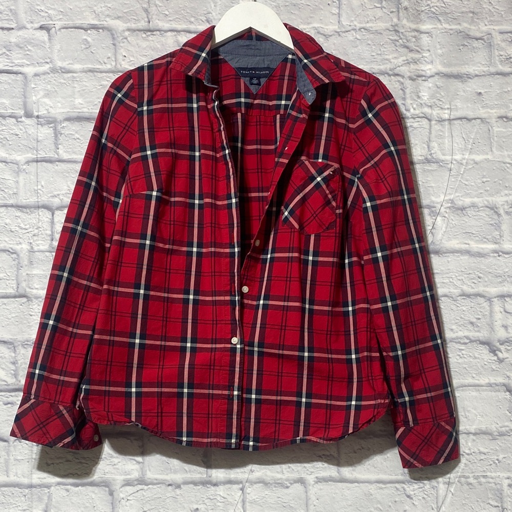 Tommy Hilfiger Red Plaid Button Down Shirt